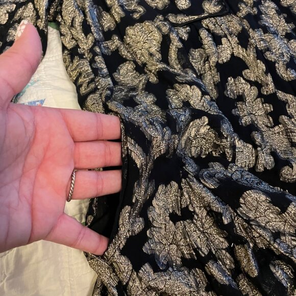 Anthropologie Black Gold Tunic Mini Dress Oversized Pockets XS READ DESCRIPTION - Picture 12 of 16